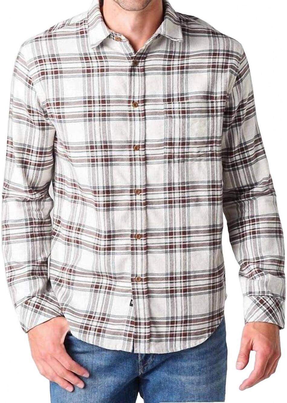 NEW RAILS sussex shirt in oat grey/brick